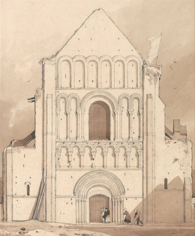 West Front of the Church of Ouistreham, near Caen, Normandy by John Sell Cotman